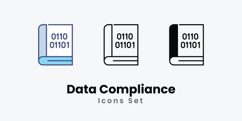 Data Compliance icon thin line and glyph vector icon stock illustration