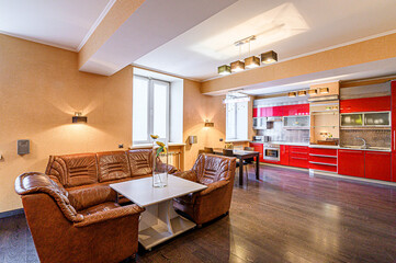 standard interior apartment. living room with sofa