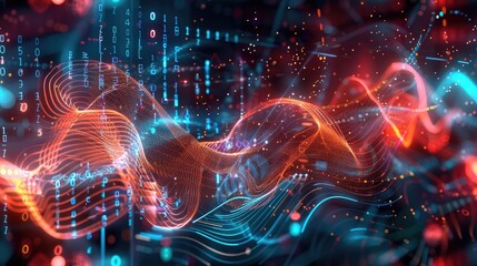 abstract arrangement featuring sine waves, numbers, and design elements tailored for modern computing, virtual reality, and signal processing projects.