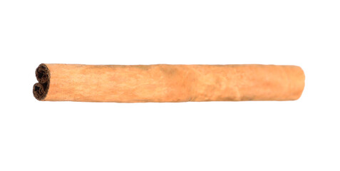 One aromatic cinnamon stick isolated on white