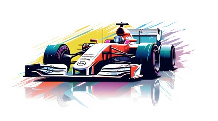 f1 formula Illustration in Simple Lines and Bright Colors