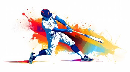 baseball Illustration in Simple Lines and Bright Colors