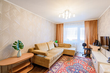 standard interior apartment. living room with sofa