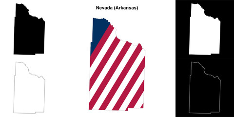 Nevada county outline map set