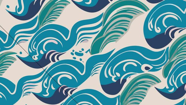 Wavy ocean pattern in shades of blue. Loop Background Animation