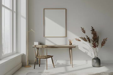 Mock up frame in Modern Minimalist Interior Design with Elegant Decor