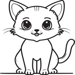 Cute cat coloring pages for coloring book. Cat outline vector. Playing cat coloring pages. Funny cat outline vector