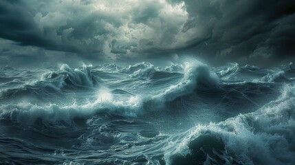 Tempestuous Beauty Dramatic Seascape with Crashing Waves and Brooding Clouds