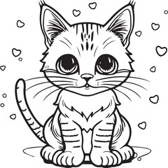 Cute cat coloring pages for coloring book. Cat outline vector. Playing cat coloring pages. Funny cat outline vector