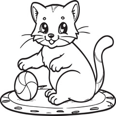 Cute cat coloring pages for coloring book. Cat outline vector. Playing cat coloring pages. Funny cat outline vector