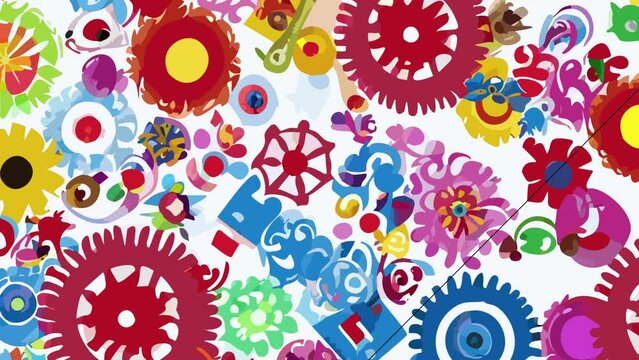 Steampunk floral pattern. Loop Background Animation