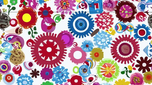 Steampunk floral pattern. Loop Background Animation