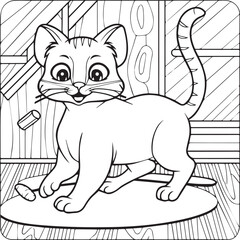 Cute cat coloring pages for coloring book. Cat outline vector. Playing cat coloring pages. Funny cat outline vector