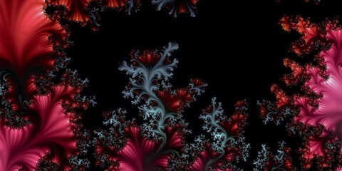 Fashion fractal red and black elegant premium background,  abstract beautiful cover, royal wallpaper, 3D rendering, 3D illustration