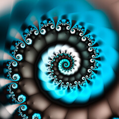 Blue vortex, spiral concept art , ratio beauty design, 3D illustration, 3D rendering