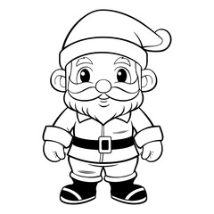 Black and White Cartoon Santa Claus Character for Coloring Book or Page
