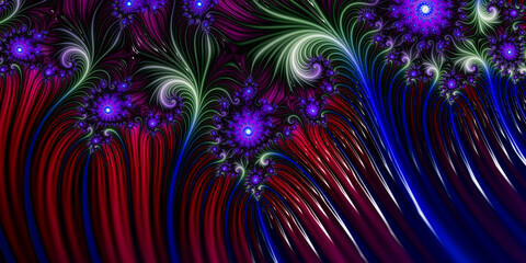 Multicolor spiral background, floral colorful concept, modern art, digital abstract , futuristic  fractal design, 3D rendering, 3D illustration