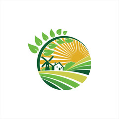 Plantation agriculture logo or label. Vineyard farming icon.