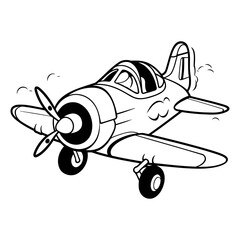 Illustration of a cartoon airplane on a white background