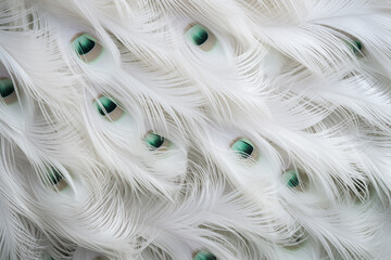 Obraz premium Close up of white peacock feathers texture background