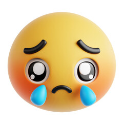 sobbing smiley face 3D Icon Illustration