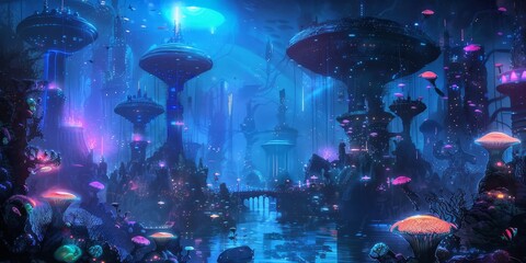 Neon Underwater City