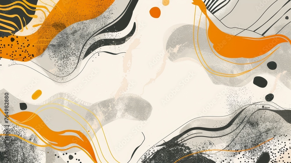 Poster the poster template includes random natural organic flowing forms, blobs, in a minimalist style. abs