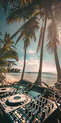 Mobile vertical wallpaper photograph of playing volleyball at a tropical beach. Sunlight.. Story post.
