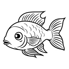 Fish icon. Black and white illustration of fish vector icon for web