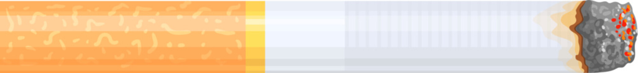 Fototapeta premium Smoking cigarette with burning ash. Bad habit cartoon icon