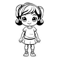 Cute little girl cartoon isolated on white background.