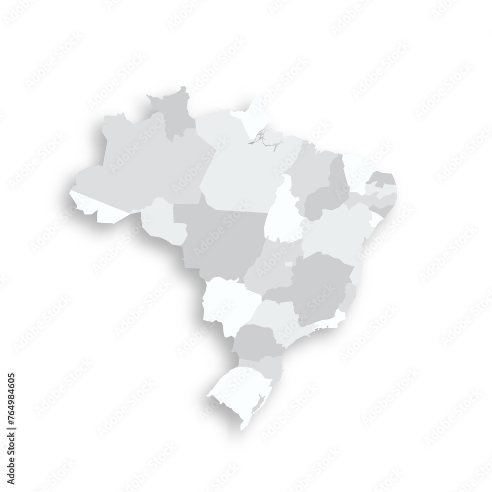 Canvas Prints brazil political map of administrative divisions - federative units of brazil. grey blank flat vecto - Canvas Prints