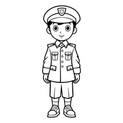 Coloring book for children: Boy in a military uniform