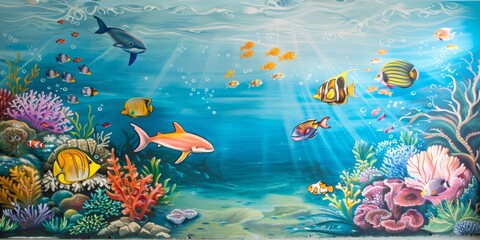 Fototapeta na wymiar Underwater Theme Children's Room