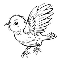 Vector illustration of a cute bird isolated on a white background. Coloring book for children.