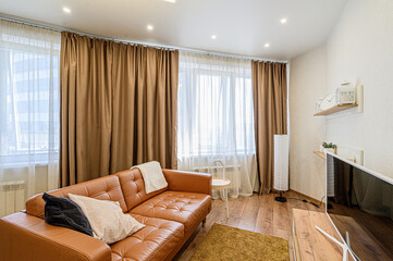 standard interior apartment. living room with sofa