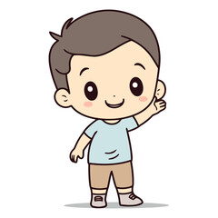 Cute Little Boy Character Vector Illustration. Cartoon Cute Little Boy Character