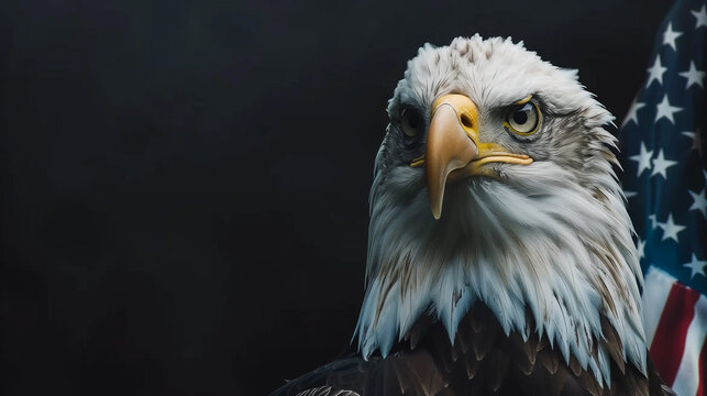 Eagle wearing American flag, symbol of 4 July Independence Day, american flag, memorial day, american democracy, usa patriotism, Ai generated image