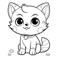 Cute cartoon cat for coloring book or page.