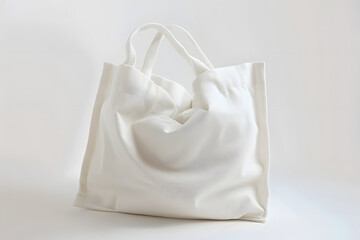White fabric bag isolated on white background