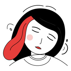 Illustration of a young woman suffering from a headache