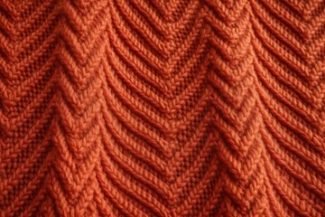 Close up texture of orange knitted woolen fabric