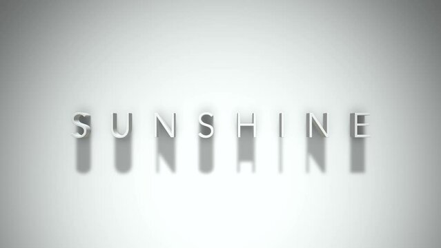 Sunshine 3D title animation with shadows on a white background