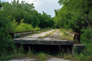 Fototapeta na wymiar Dilapidated Abandoned city road bridge. Street design. Generate Ai