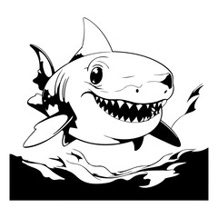 Cartoon shark in the water for your design.