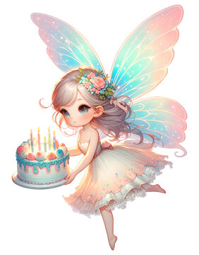 Cute fairy watercolor clipart.