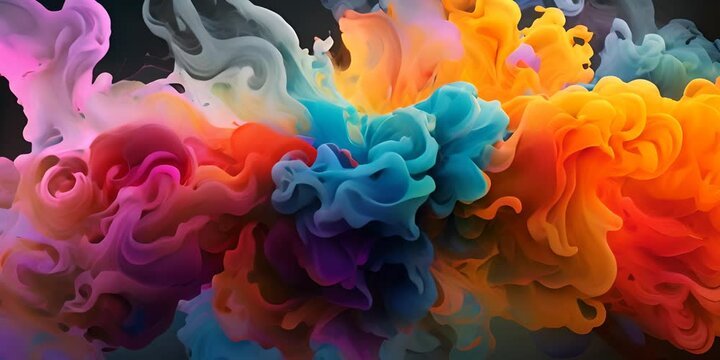Color Splash series. Background design of fractal paint and rich texture on the subject of imagination. 4K Video