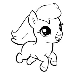 Vector illustration of Cute cartoon pony jumping isolated on white background.