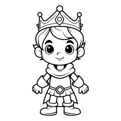 Cute cartoon prince for coloring book or page.