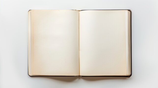 a blank sketchbook against a white background, offering ample free space for creativity.